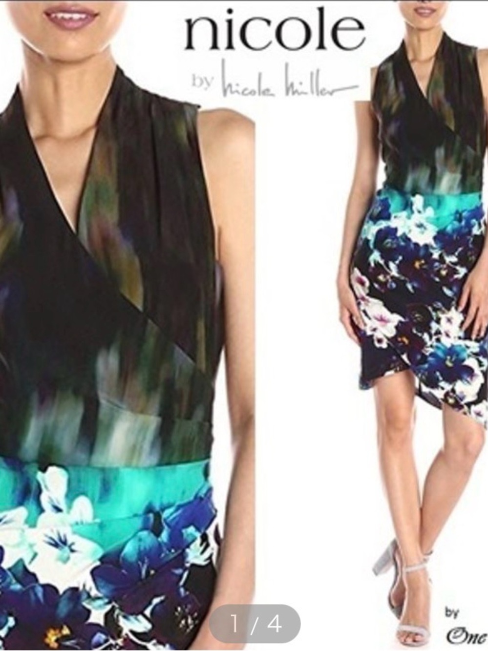 Nicole Miller Collection Silk Watercolor Dress